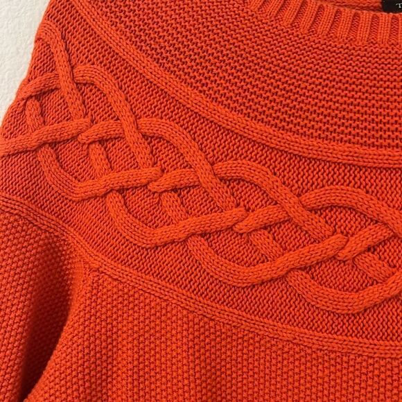 Talbots Women’sOrange Cable Knit Sweater - Picture 2 of 6